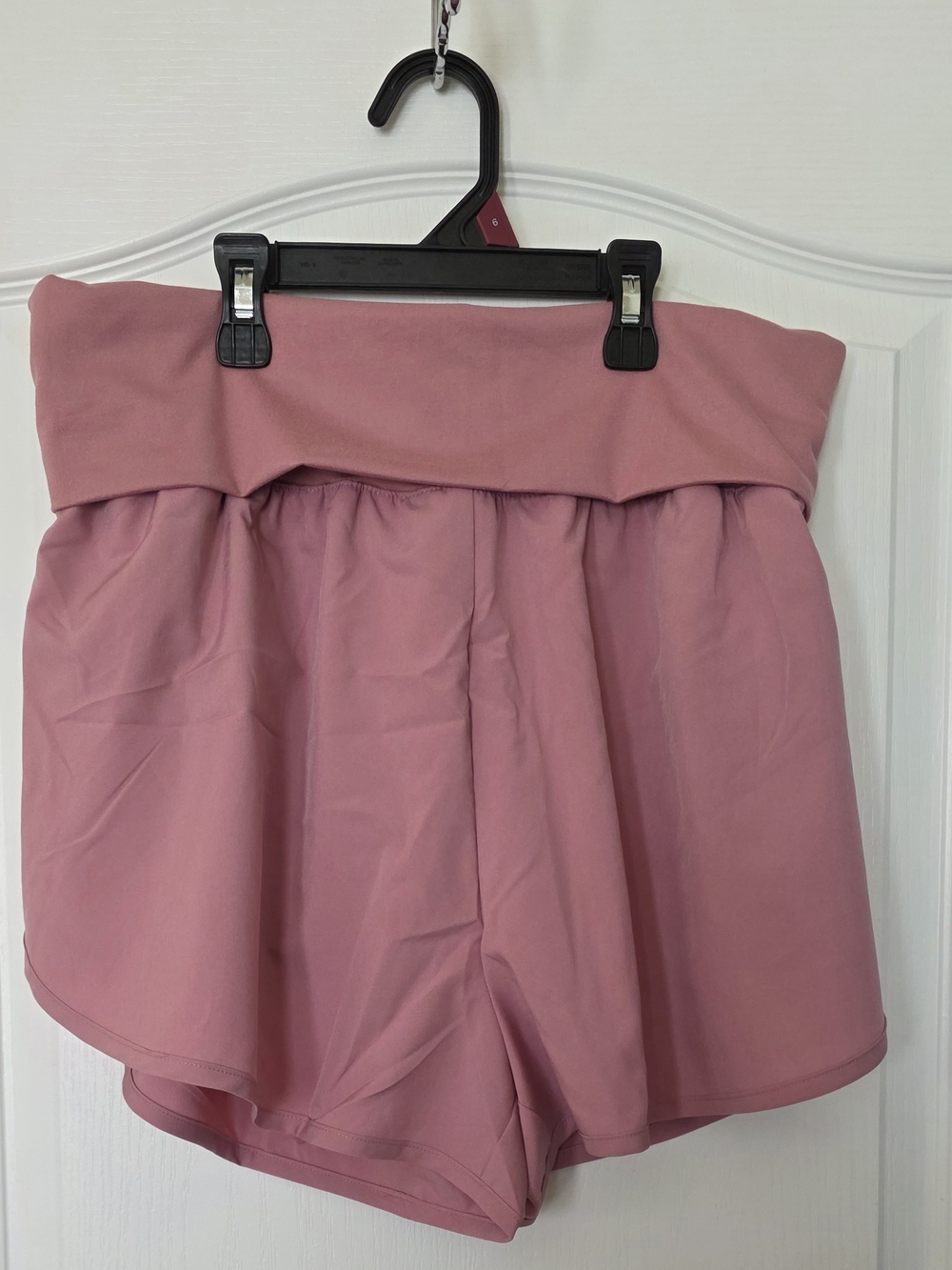Zenana Dusty Rose Fold-Over Waist Shorts - XL